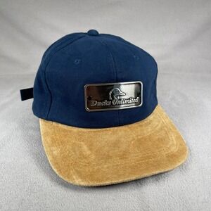 Ducks Unlimited Hat Mens‎ One Size Blue Strapback Cap Hunting Metal Badge